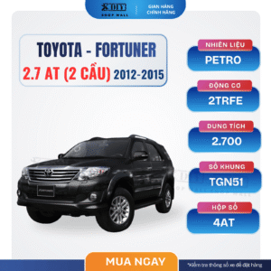 Combo bảo dưỡng Toyota Fortuner 2.5 AT (2 cầu) 2012–2015 của AISIN là bộ sản phẩm được thiết kế tối ưu cho động cơ 2KD-FTV, hộp số tự động và hệ dẫn động 4WD, giúp gara và chủ xe tiết kiệm chi phí mà vẫn đảm bảo chất lượng chuẩn hãng.