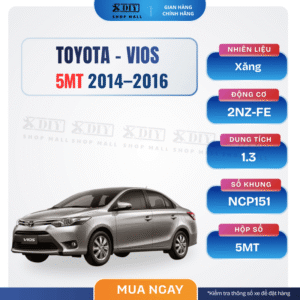 Combo bảo dưỡng Toyota Vios 5MT 2016–2018 (1NZ-FE, NCP150) gồm nhớt động cơ, dầu hộp số 75W90, nước làm mát, lọc gió, lọc điều hòa, dầu thắng. Giải pháp bảo dưỡng định kỳ tiết kiệm và bền bỉ.